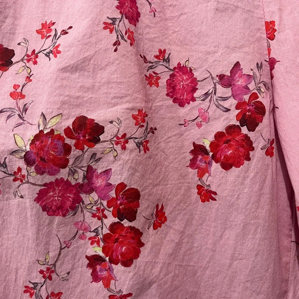 The Cat's Pajamas‎ Pants Womens XS Pink Floral Cotton Drawstring Loungewear